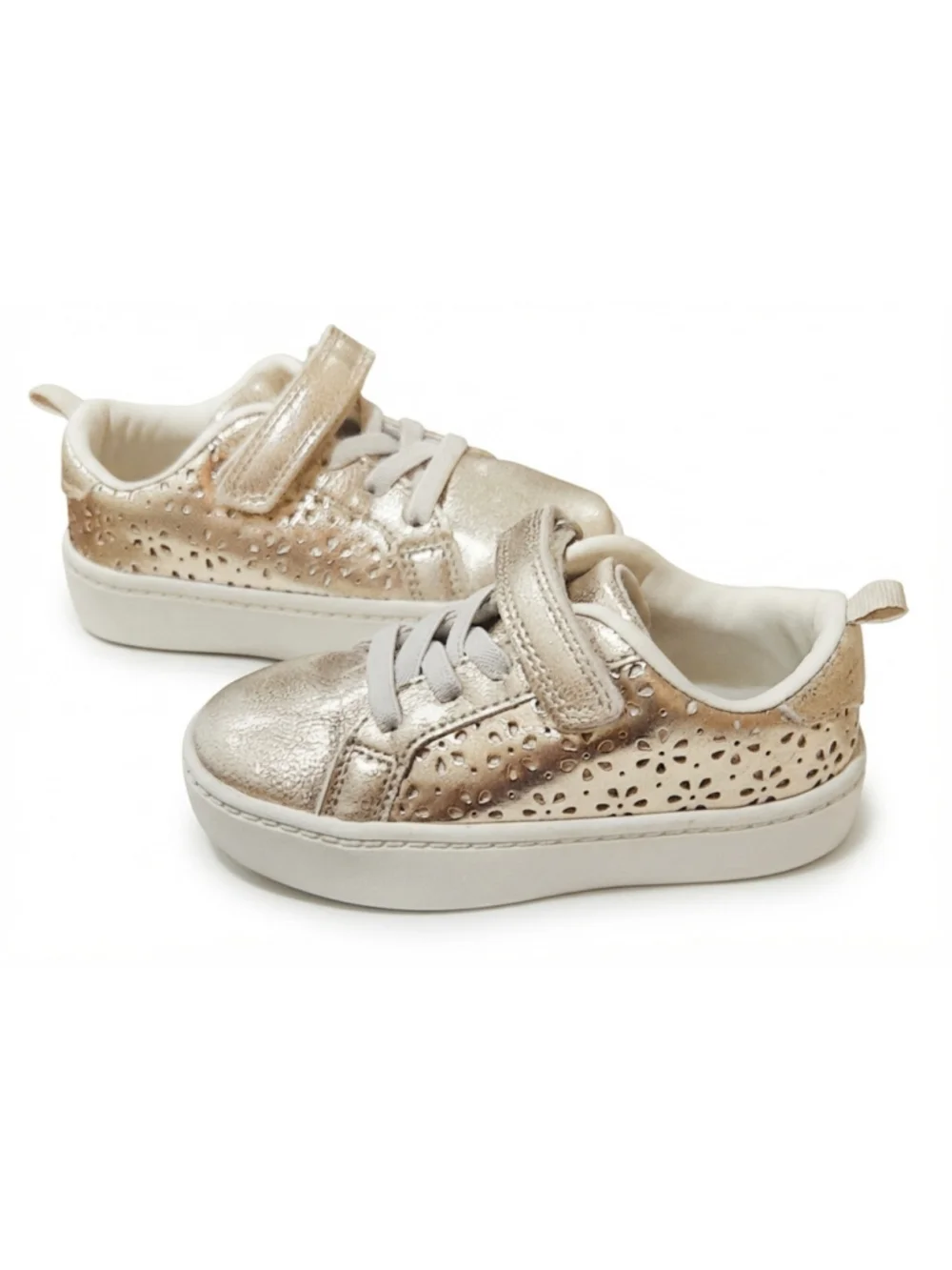 Girls Carter's Perrie gold metallic cut-out sneakers Size 7C